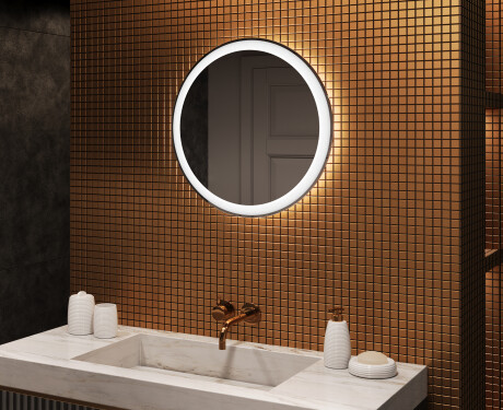 Rond Illumination LED Miroir Sur Mesure Eclairage Salle De Bain 60cm avec lumière LED froide 7000K, lumière chaude 3000K ou lumière neutre 4500K