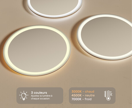 Rond Illumination LED Miroir Sur Mesure Eclairage Salle De Bain 60cm avec lumière LED froide 7000K, lumière chaude 3000K ou lumière neutre 4500K #3