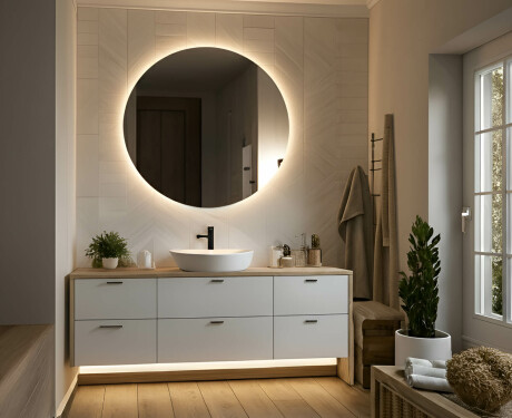 Rond Illumination LED Miroir Sur Mesure Eclairage Salle De Bain 80cm avec lumière LED froide 7000K, lumière chaude 3000K ou lumière neutre 4500K