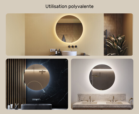 Rond Illumination LED Miroir Sur Mesure Eclairage Salle De Bain 80cm avec lumière LED froide 7000K, lumière chaude 3000K ou lumière neutre 4500K #2