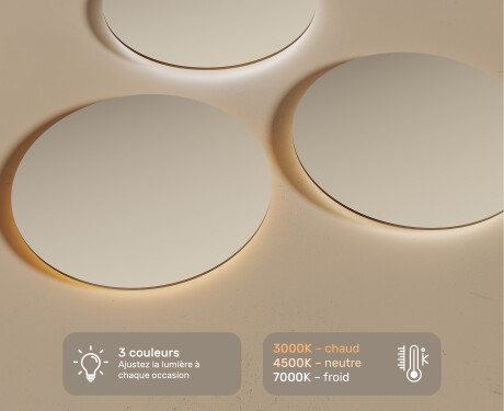 Rond Illumination LED Miroir Sur Mesure Eclairage Salle De Bain 80cm avec lumière LED froide 7000K, lumière chaude 3000K ou lumière neutre 4500K #3