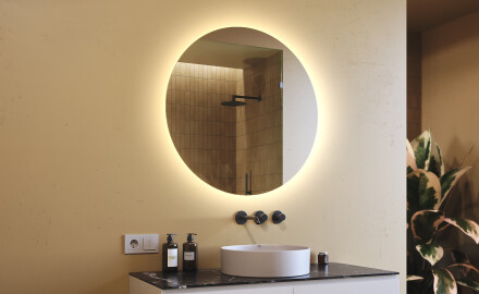 Rond Illumination LED Miroir Sur Mesure Eclairage Salle De Bain 80cm avec lumière LED froide 7000K, lumière chaude 3000K ou lumière neutre 4500K