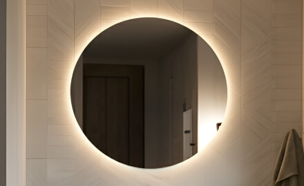 Rond Illumination LED Miroir Sur Mesure Eclairage Salle De Bain 80cm avec lumière LED froide 7000K, lumière chaude 3000K ou lumière neutre 4500K