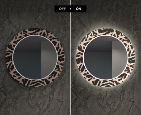 Miroir Décoratif Rond Avec Rétroéclairage LED Pour Le Salon - Lines #7