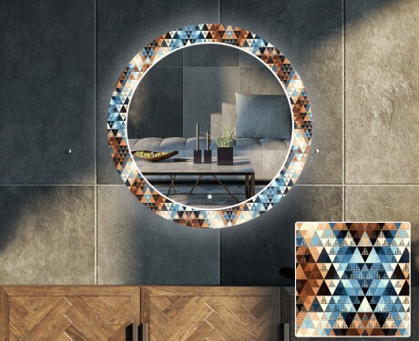 Miroir Décoratif Rond Avec Rétroéclairage LED Pour Le Salon - Color Triangles #1