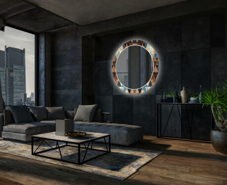 Miroir Décoratif Rond Avec Rétroéclairage LED Pour Le Salon - Color Triangles #12