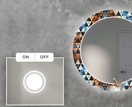 Miroir Décoratif Rond Avec Rétroéclairage LED Pour Le Salon - Color Triangles #4