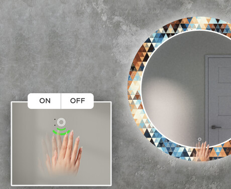Miroir Décoratif Rond Avec Rétroéclairage LED Pour Le Salon - Color Triangles #5