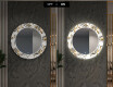 Miroir Décoratif Rond Avec Éclairage LED Pour L'entrée - Golden Flowers #7