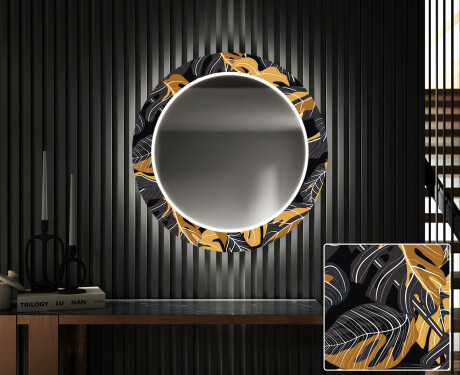 Miroir Décoratif Rond Avec Éclairage LED Pour L'entrée - Autumn Jungle #1