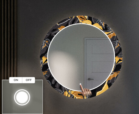 Miroir Décoratif Rond Avec Éclairage LED Pour L'entrée - Autumn Jungle #4