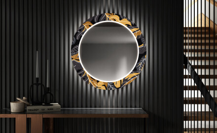 Miroir Décoratif Rond Avec Éclairage LED Pour L'entrée - Autumn Jungle
