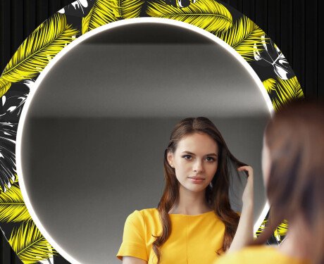 Miroir Décoratif Rond Avec Éclairage LED Pour L'entrée - Gold Jungle #12