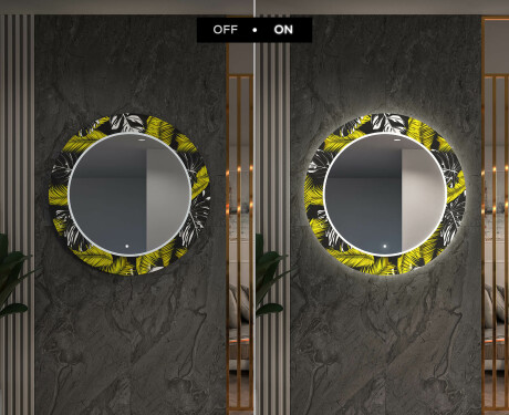 Miroir Décoratif Rond Avec Éclairage LED Pour L'entrée - Gold Jungle #7