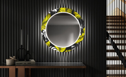 Miroir Décoratif Rond Avec Éclairage LED Pour L'entrée - Gold Jungle