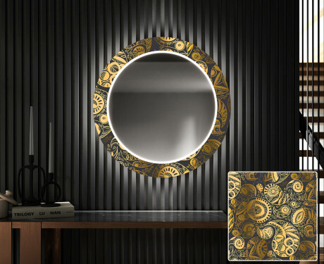 Miroir Décoratif Rond Avec Éclairage LED Pour L'entrée - Ancient Pattern #1