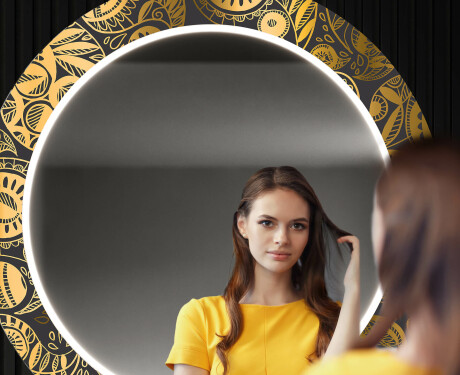 Miroir Décoratif Rond Avec Éclairage LED Pour L'entrée - Ancient Pattern #12