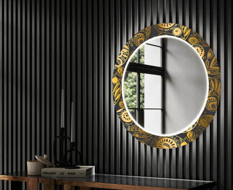 Miroir Décoratif Rond Avec Éclairage LED Pour L'entrée - Ancient Pattern #2