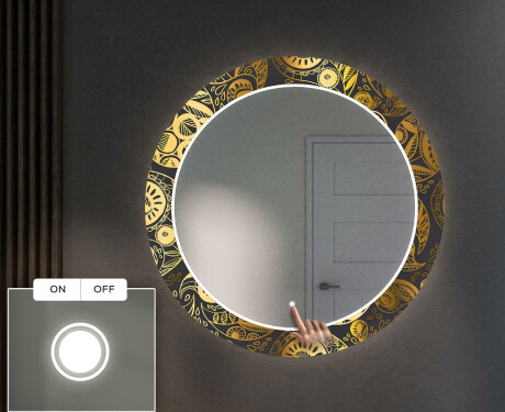 Miroir Décoratif Rond Avec Éclairage LED Pour L'entrée - Ancient Pattern #4