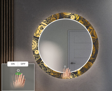 Miroir Décoratif Rond Avec Éclairage LED Pour L'entrée - Ancient Pattern #5
