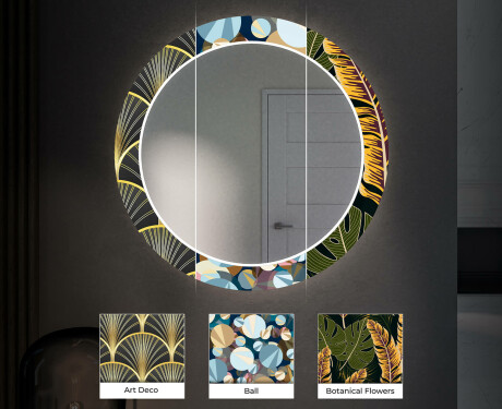 Miroir Décoratif Rond Avec Éclairage LED Pour L'entrée - Ancient Pattern #6