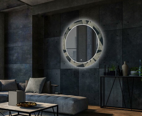 Miroir Décoratif Rond Avec Rétroéclairage LED Pour Le Salon - Dotted Triangles #2
