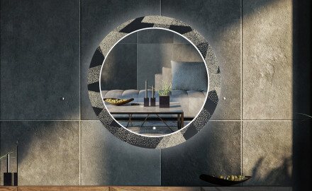 Miroir Décoratif Rond Avec Rétroéclairage LED Pour Le Salon - Dotted Triangles