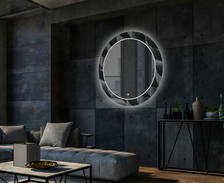Miroir Décoratif Rond Avec Rétroéclairage LED Pour Le Salon - Dark Wave #2