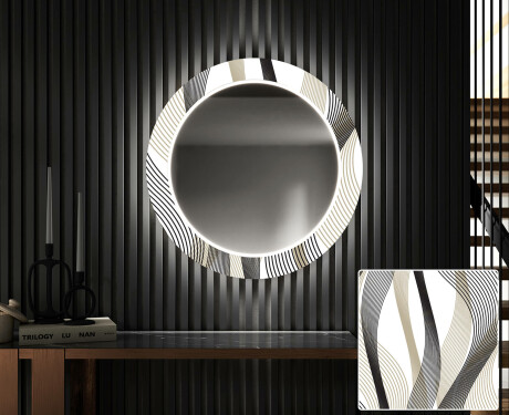 Miroir Décoratif Rond Avec Éclairage LED Pour L'entrée - Waves