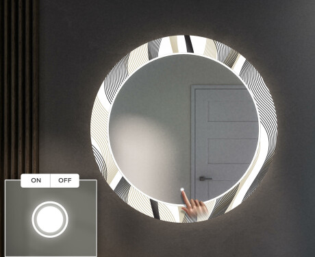 Miroir Décoratif Rond Avec Éclairage LED Pour L'entrée - Waves #4