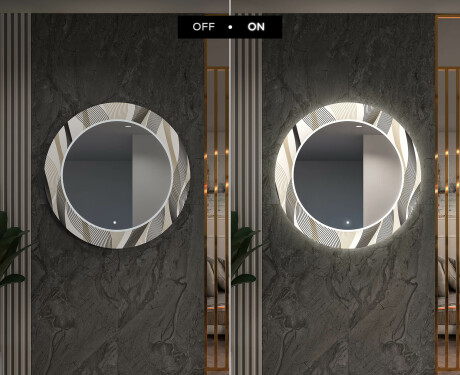 Miroir Décoratif Rond Avec Éclairage LED Pour L'entrée - Waves #7