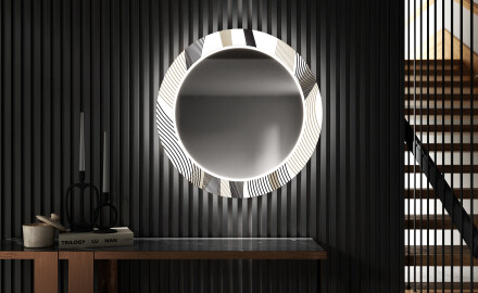 Miroir Décoratif Rond Avec Éclairage LED Pour L'entrée - Waves