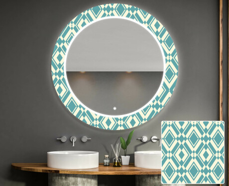 Miroir Décoratif Rond Avec Éclairage Led Pour La Salle De Bain - Abstrac Seamless