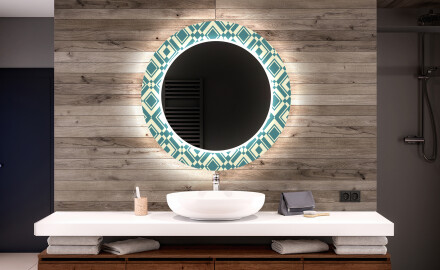 Miroir Décoratif Rond Avec Éclairage Led Pour La Salle De Bain - Abstrac Seamless
