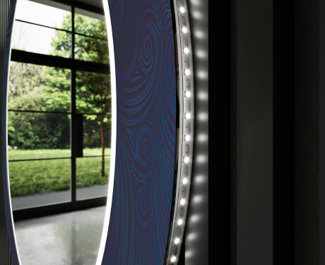 Miroir Décoratif Rond Avec Éclairage Led Pour La Salle De Bain - Blue Drawing #11