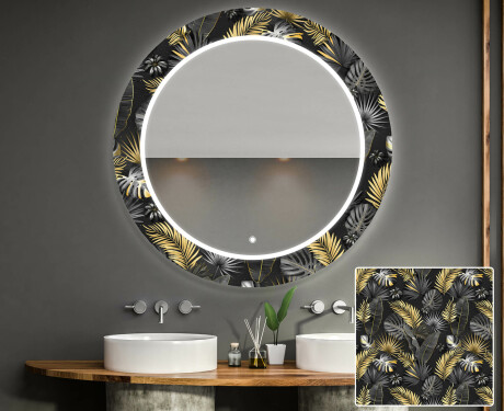 Miroir Décoratif Rond Avec Éclairage Led Pour La Salle De Bain - Goldy Palm