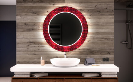 Miroir Décoratif Rond Avec Éclairage Led Pour La Salle De Bain - Red Mosaic