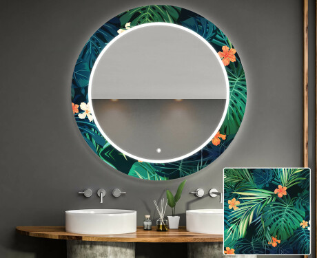 Miroir Décoratif Rond Avec Éclairage Led Pour La Salle De Bain - Tropical