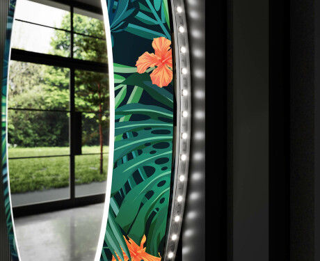 Miroir Décoratif Rond Avec Éclairage Led Pour La Salle De Bain - Tropical #11
