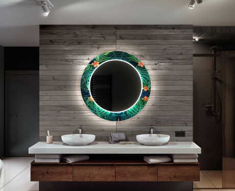 Miroir Décoratif Rond Avec Éclairage Led Pour La Salle De Bain - Tropical #12