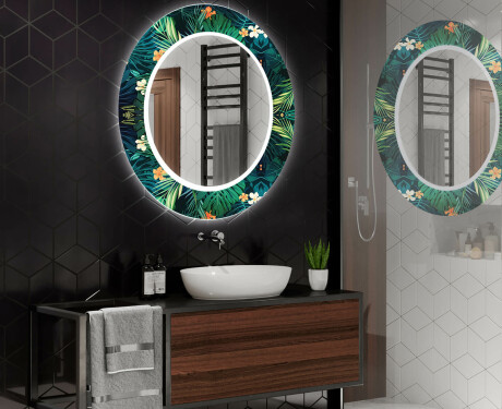 Miroir Décoratif Rond Avec Éclairage Led Pour La Salle De Bain - Tropical #2