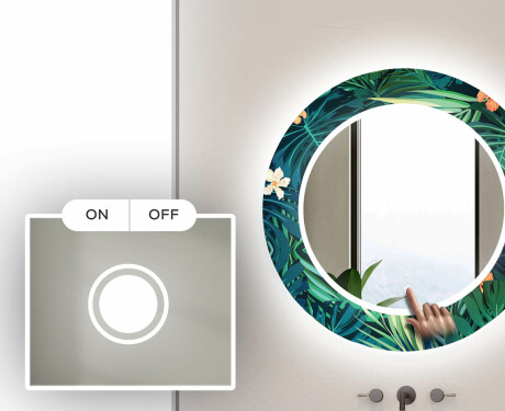 Miroir Décoratif Rond Avec Éclairage Led Pour La Salle De Bain - Tropical #4