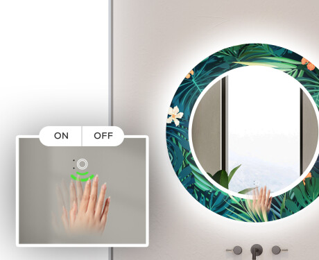 Miroir Décoratif Rond Avec Éclairage Led Pour La Salle De Bain - Tropical #5