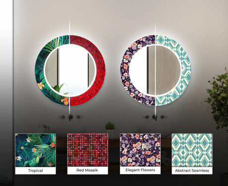 Miroir Décoratif Rond Avec Éclairage Led Pour La Salle De Bain - Tropical #6
