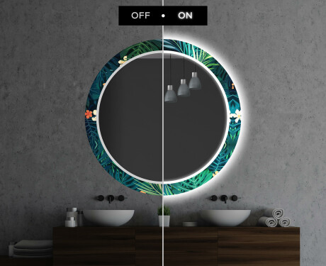 Miroir Décoratif Rond Avec Éclairage Led Pour La Salle De Bain - Tropical #7
