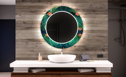 Miroir Décoratif Rond Avec Éclairage Led Pour La Salle De Bain - Tropical