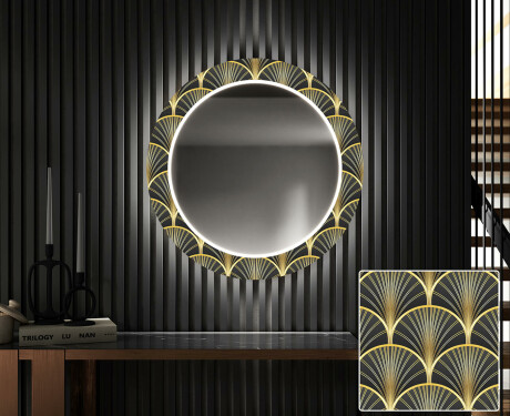 Miroir Décoratif Rond Avec Éclairage LED Pour L'entrée - Art Deco #1