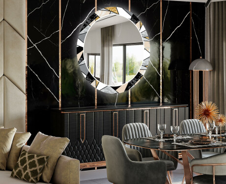 Miroir Décoratif Rond Avec Éclairage LED Pour La Salle À Manger - Marble Pattern #2