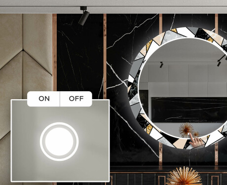 Miroir Décoratif Rond Avec Éclairage LED Pour La Salle À Manger - Marble Pattern #4