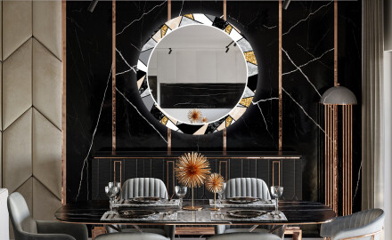 Miroir Décoratif Rond Avec Éclairage LED Pour La Salle À Manger - Marble Pattern